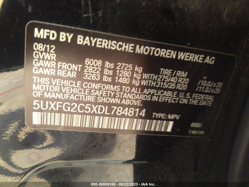 2013 BMW X6 XDRIVE35I - 5UXFG2C5XDL784814