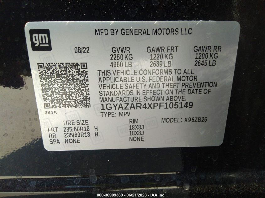 2023 CADILLAC XT4 FWD LUXURY 1GYAZAR4XPF105149