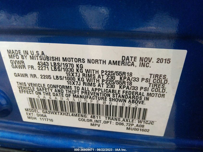 2015 MITSUBISHI OUTLANDER SPORT SE - 4A4AR4AU5FE061822