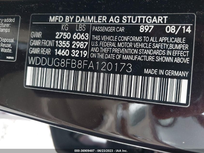 2015 MERCEDES-BENZ S-CLASS S 550 - WDDUG8FB8FA120173