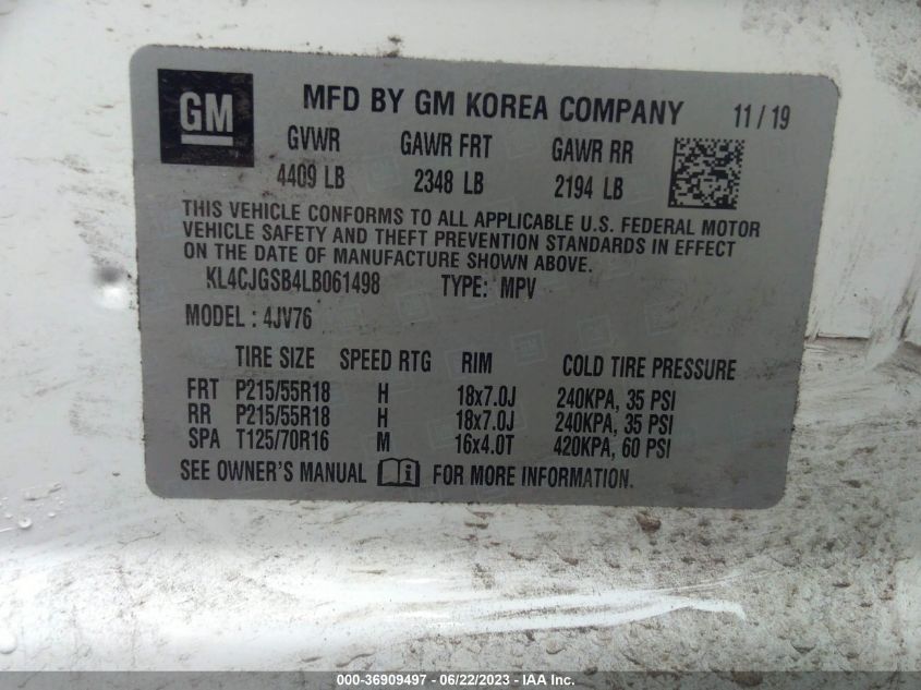 2020 BUICK ENCORE ESSENCE - KL4CJGSB4LB061498