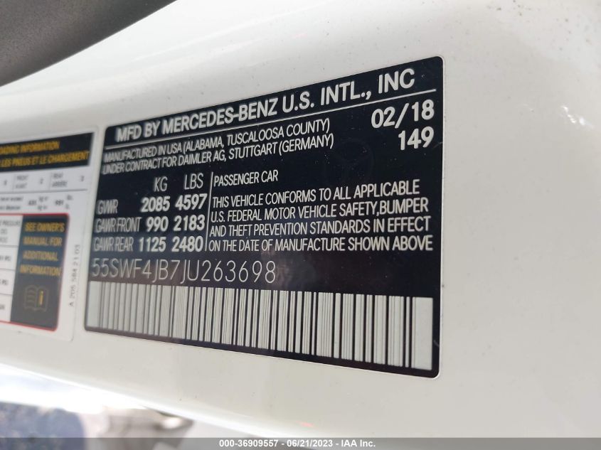 2018 MERCEDES-BENZ C-CLASS C 300 - 55SWF4JB7JU263698