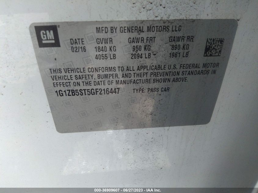 2016 CHEVROLET MALIBU LS - 1G1ZB5ST5GF216447