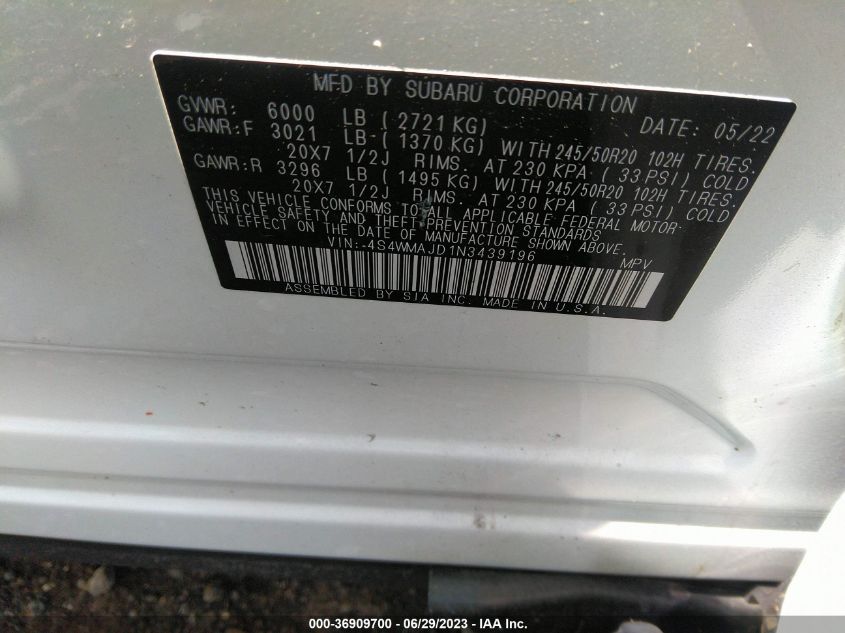 2022 SUBARU ASCENT ONYX EDITION - 4S4WMAJD1N3439196