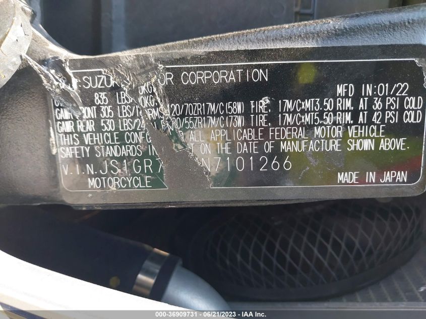 2022 SUZUKI GSX-R750 - JS1GR7MA3N7101266