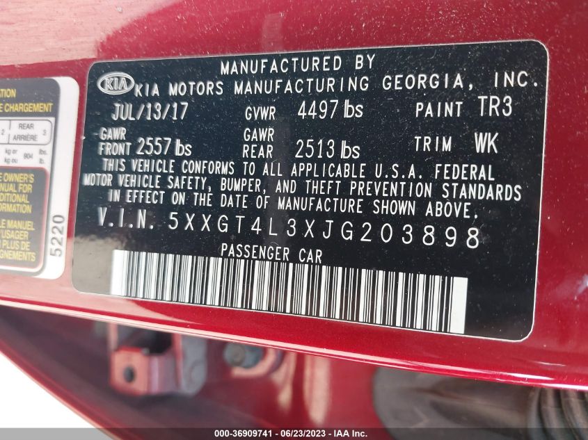 2018 KIA OPTIMA S - 5XXGT4L3XJG203898