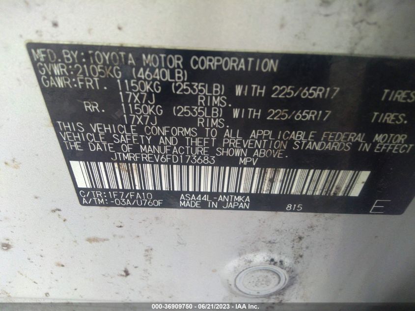 2015 TOYOTA RAV4 XLE - JTMRFREV6FD173683