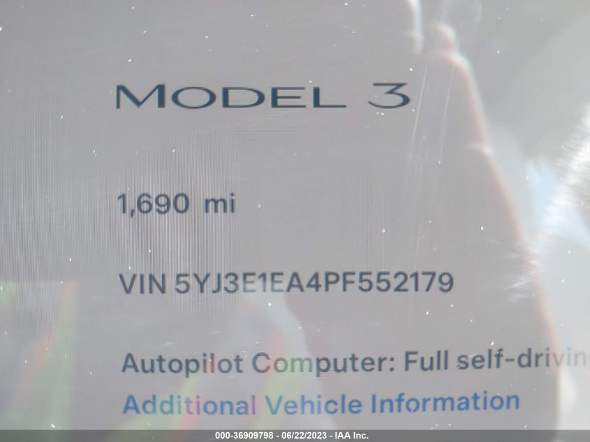 2023 TESLA MODEL 3 - 5YJ3E1EA4PF552179