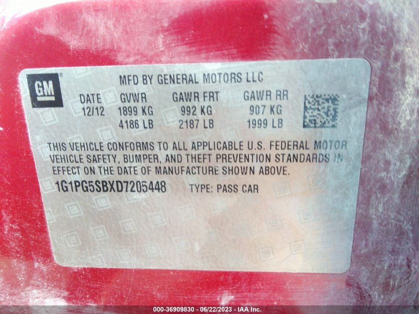 2013 CHEVROLET CRUZE LTZ - 1G1PG5SBXD7205448