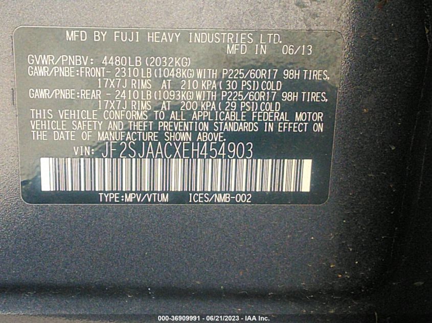 2014 SUBARU FORESTER 2.5I - JF2SJAACXEH454903