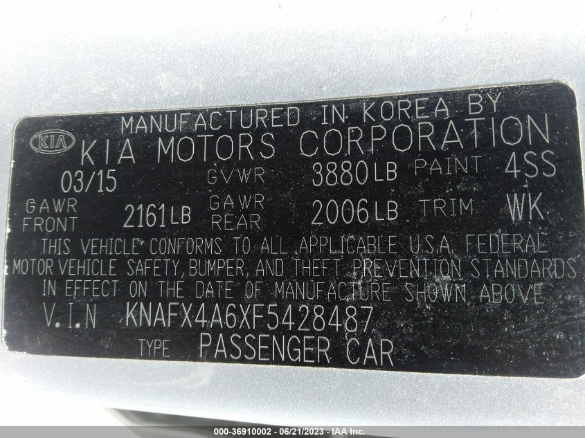 2015 KIA FORTE LX - KNAFX4A6XF5428487