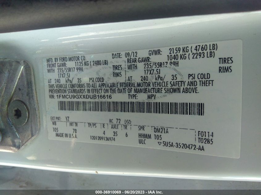 2013 FORD ESCAPE SE - 1FMCU9GXXDUB16616
