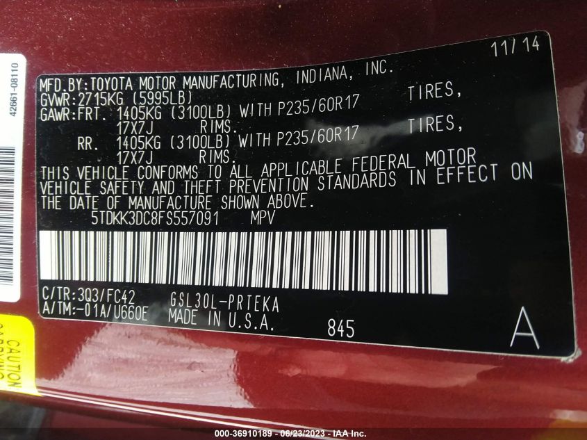 2015 TOYOTA SIENNA LE - 5TDKK3DC8FS557091