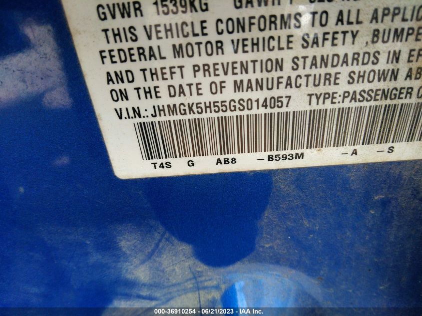 2016 HONDA FIT LX - JHMGK5H55GS014057