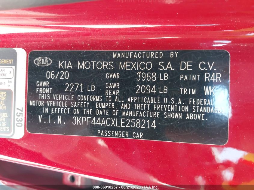 2020 KIA FORTE GT - 3KPF44ACXLE258214