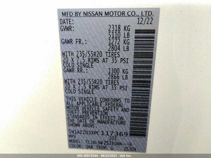 2023 NISSAN MURANO PLATINUM - 5N1AZ2DJXPC117369