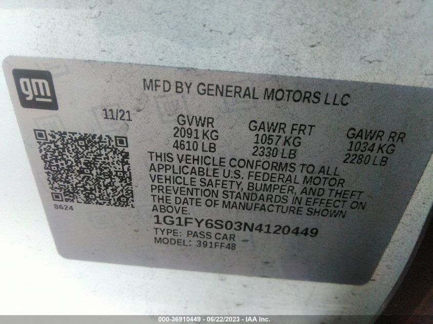 2022 CHEVROLET BOLT EUV LT - 1G1FY6S03N4120449