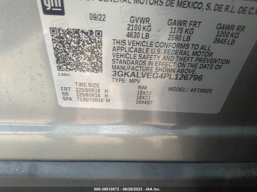 VIN 3GKALVEG4PL126796 2023 GMC TERRAIN SLT