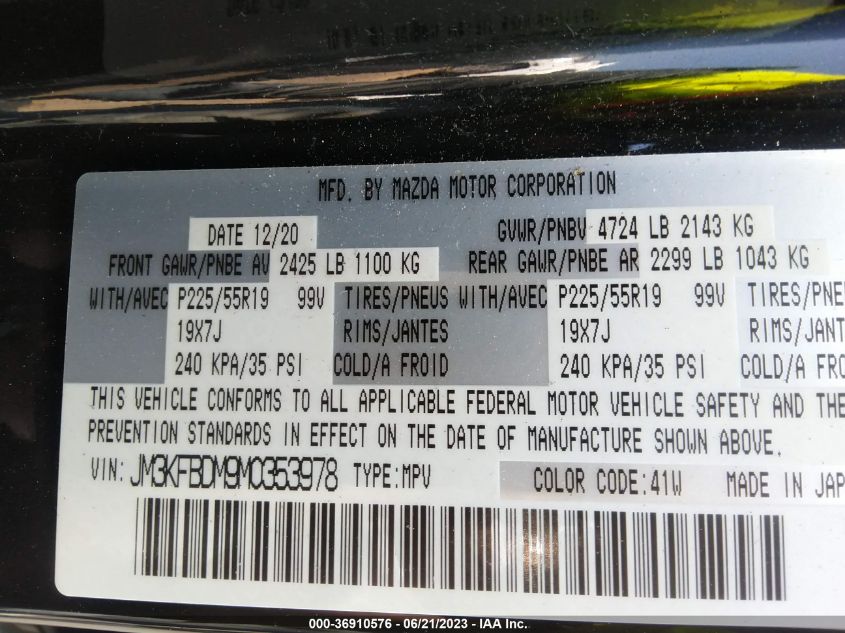 2021 MAZDA CX-5 GRAND TOURING - JM3KFBDM9M0353978