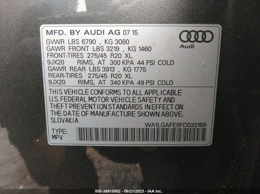 2015 AUDI Q7 3.0T PREMIUM PLUS - WA1LGAFE9FD033169