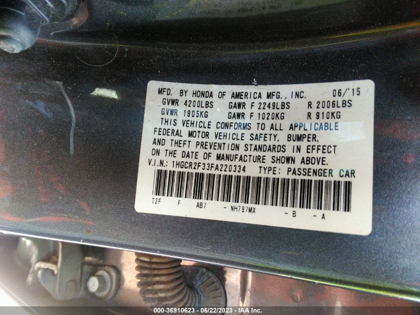 2015 HONDA ACCORD SEDAN LX - 1HGCR2F33FA220334