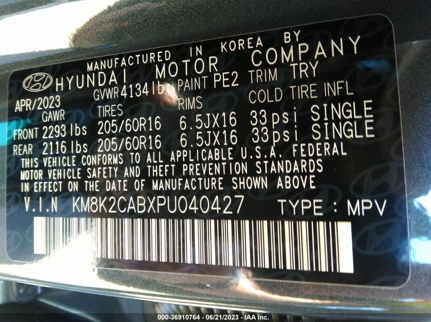 2023 HYUNDAI KONA SE - KM8K2CABXPU040427