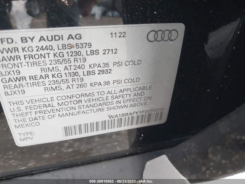 WA1BBAFY1P2070234 Audi Q5 PREMIUM PLUS 9