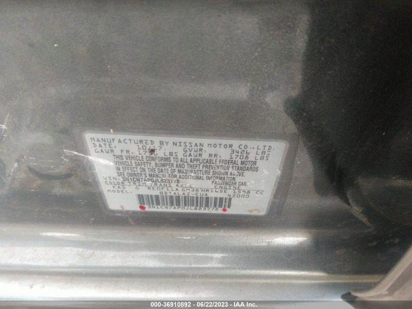 2018 NISSAN VERSA SEDAN S PLUS - 3N1CN7AP0JL823778