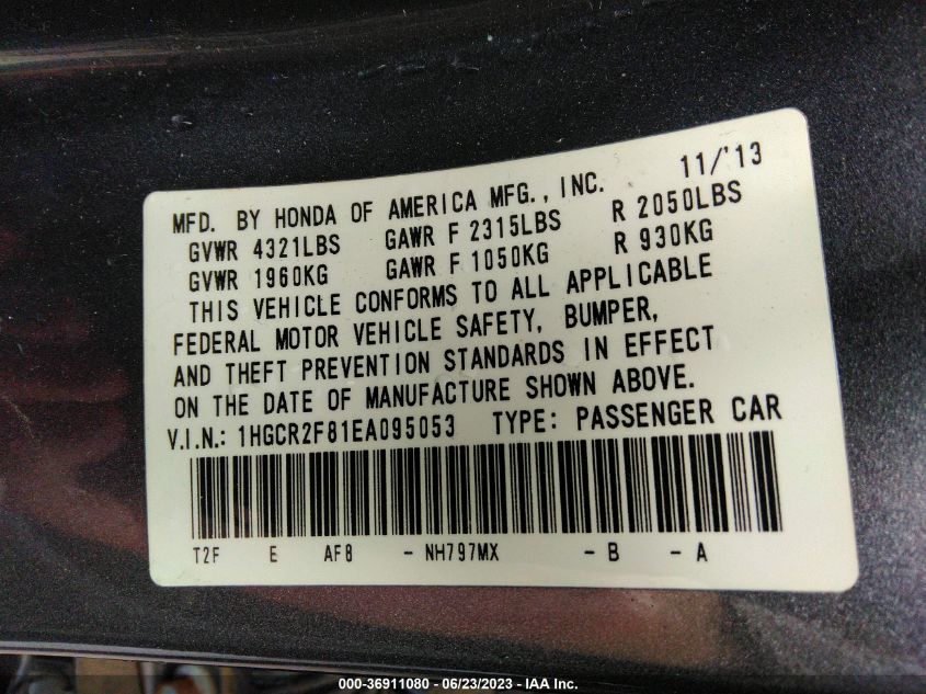 2014 HONDA ACCORD SEDAN EX-L - 1HGCR2F81EA095053