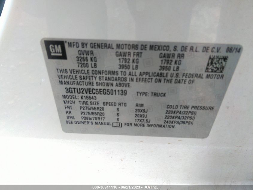 2014 GMC SIERRA 1500 SLT - 3GTU2VEC5EG501139