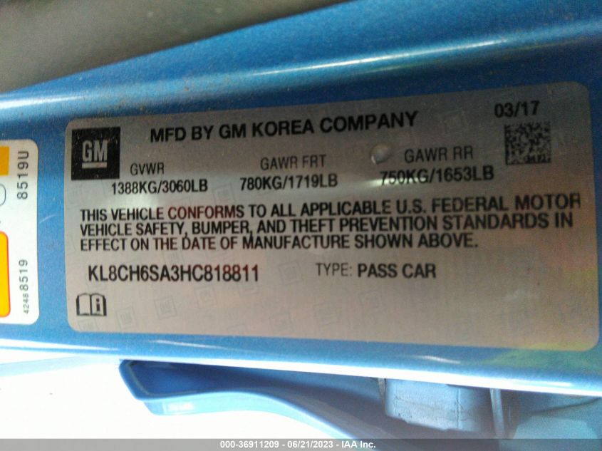 2017 CHEVROLET SPARK ACTIV - KL8CH6SA3HC818811
