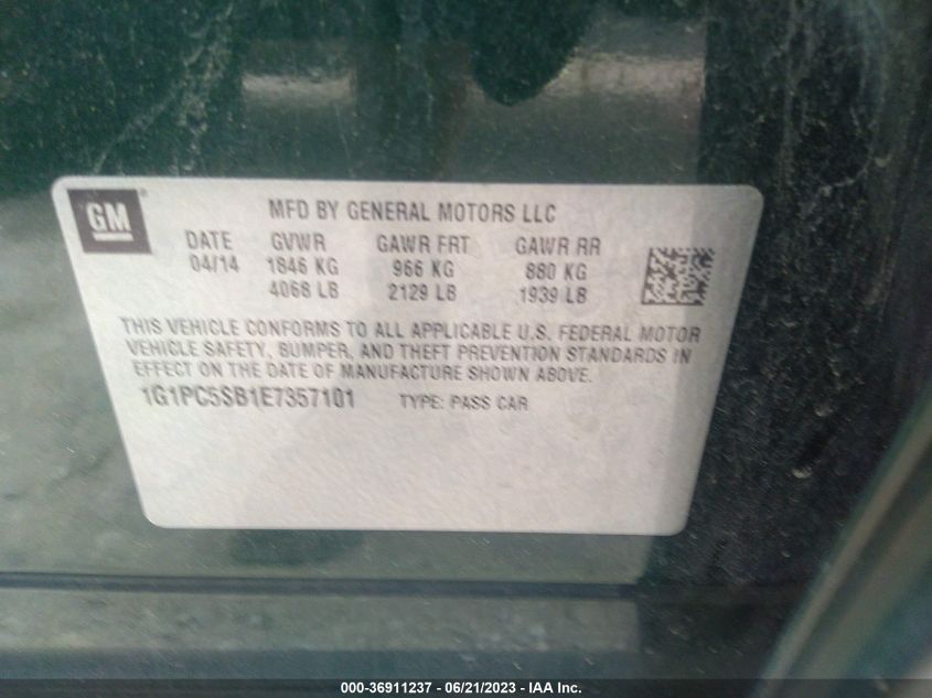 2014 CHEVROLET CRUZE 1LT - 1G1PC5SB1E7357101