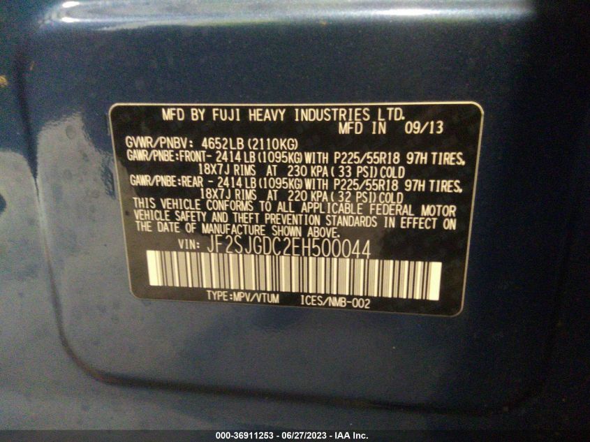 2014 SUBARU FORESTER 2.0XT PREMIUM - JF2SJGDC2EH500044