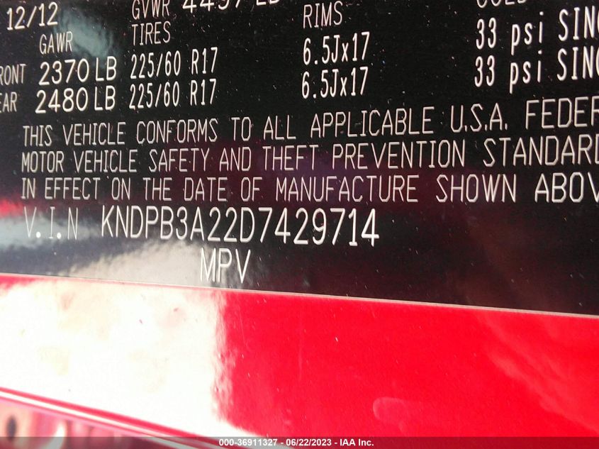 2013 KIA SPORTAGE LX - KNDPB3A22D7429714