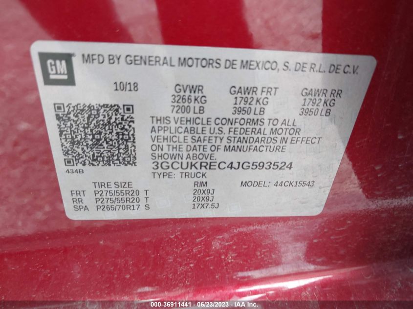 2018 CHEVROLET SILVERADO 1500 LT - 3GCUKREC4JG593524