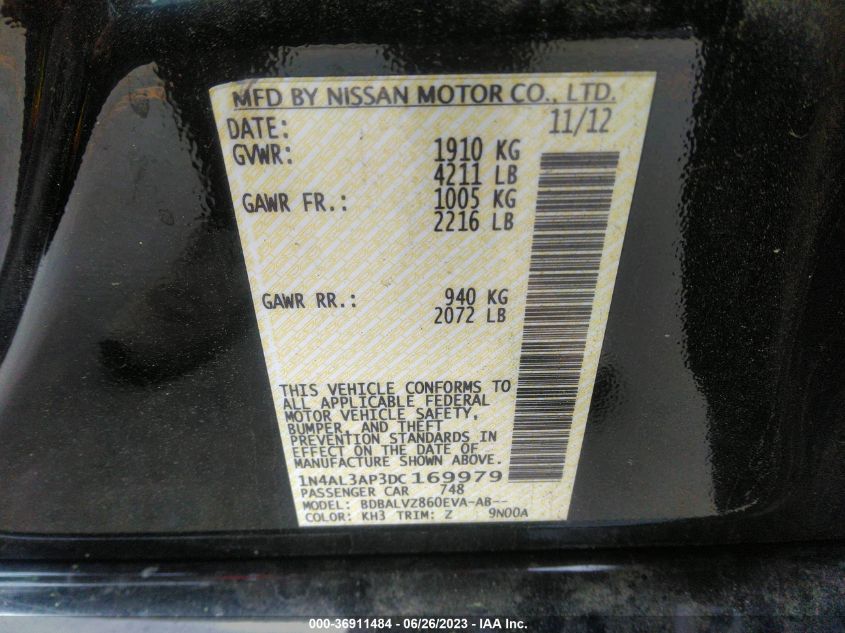2013 NISSAN ALTIMA 2.5 SL - 1N4AL3AP3DC169979