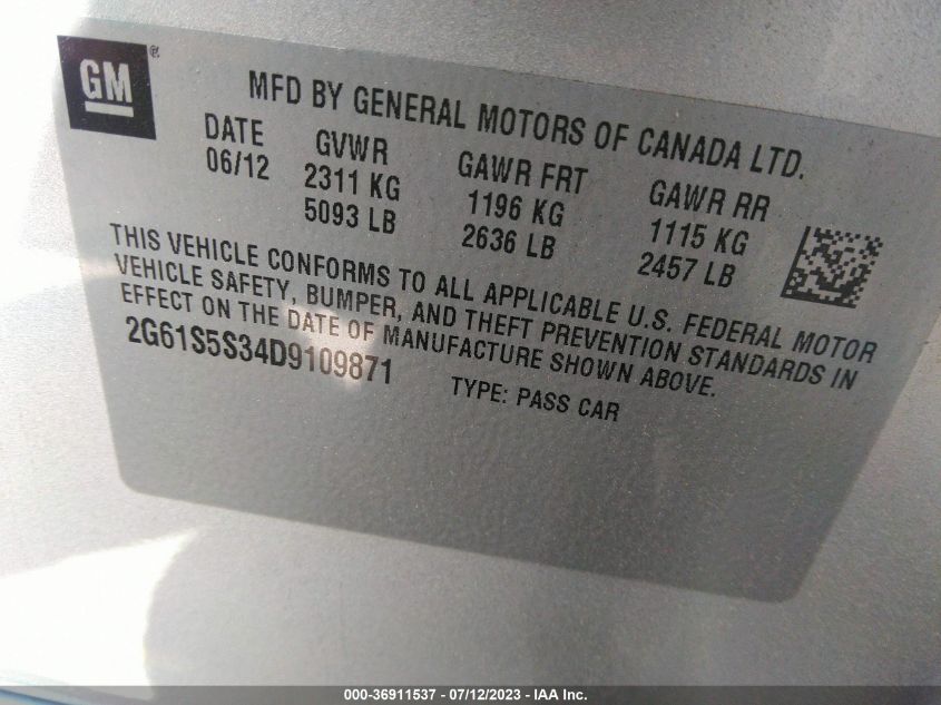 2013 CADILLAC XTS PREMIUM - 2G61S5S34D9109871