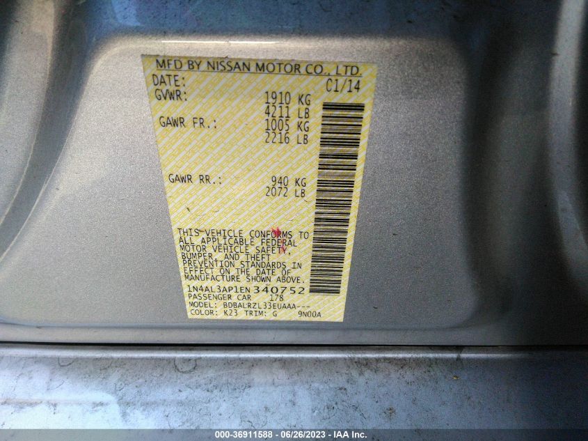 2014 NISSAN ALTIMA 2.5 S - 1N4AL3AP1EN340752