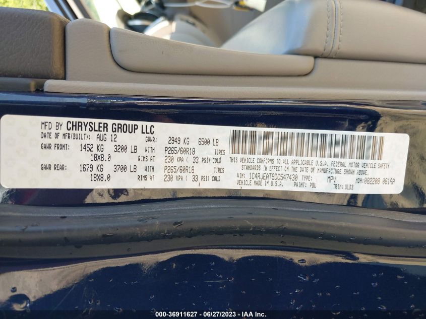 2013 JEEP GRAND CHEROKEE LAREDO - 1C4RJEAT9DC547430