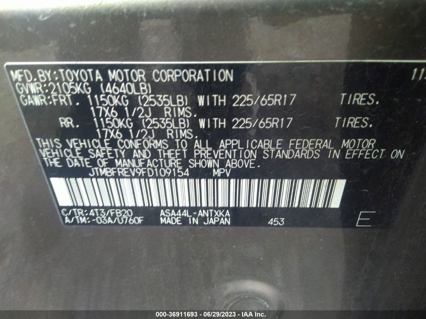 2015 TOYOTA RAV4 LE - JTMBFREV9FD109154