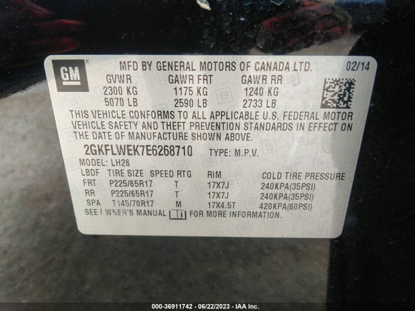 2014 GMC TERRAIN SLE - 2GKFLWEK7E6268710
