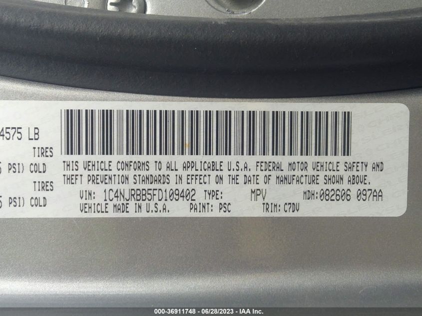 2015 JEEP PATRIOT SPORT - 1C4NJRBB5FD109402