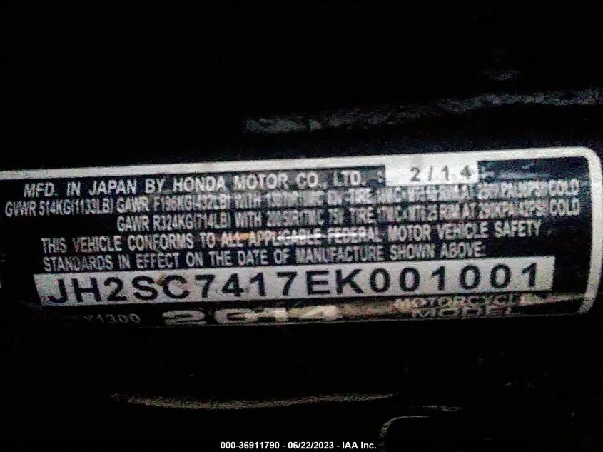 2014 HONDA CTX1300 JH2SC7417EK001001