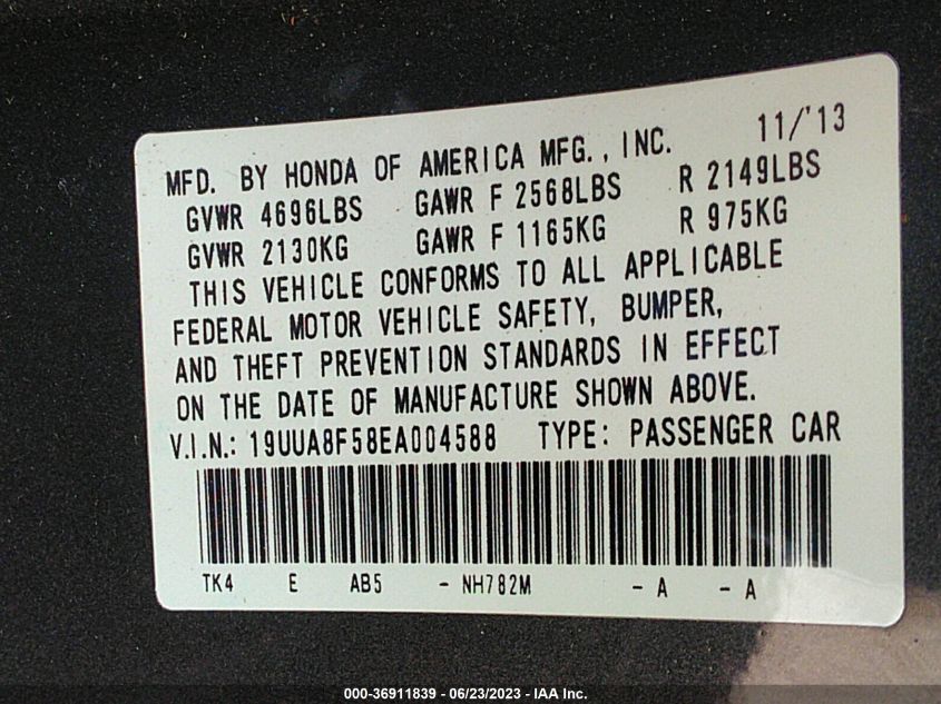 2014 ACURA TL TECH - 19UUA8F58EA004588