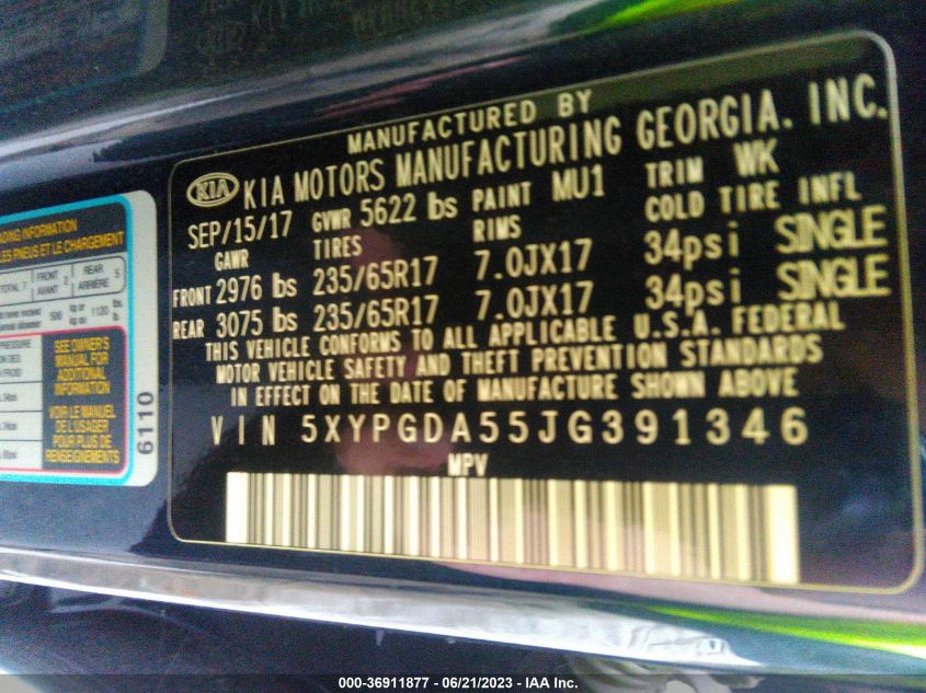 2018 KIA SORENTO LX/L - 5XYPGDA55JG391346