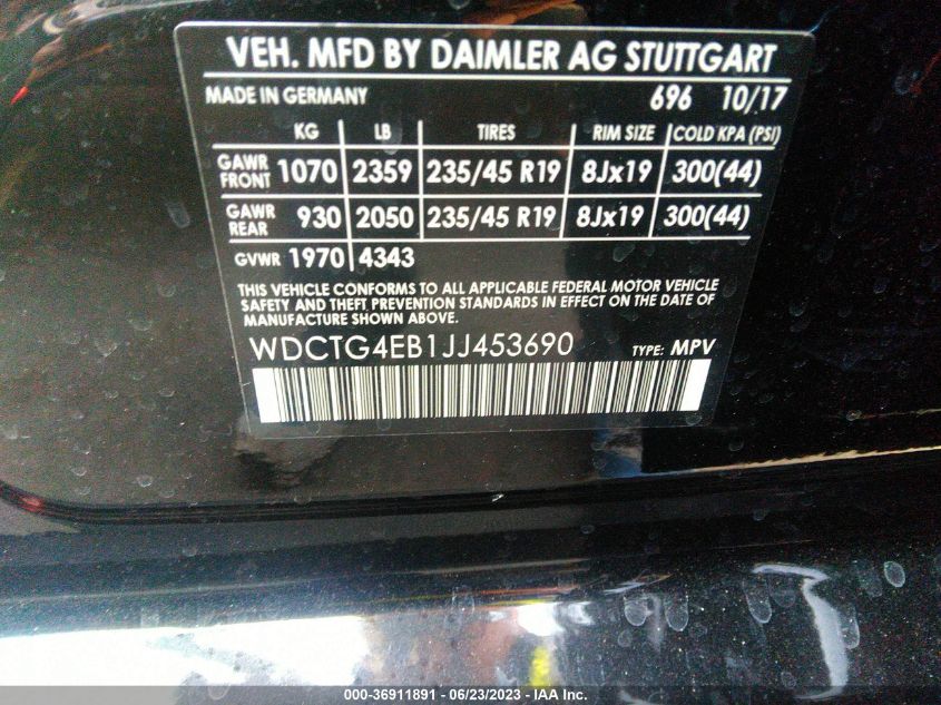2018 MERCEDES-BENZ GLA GLA 250 - WDCTG4EB1JJ453690