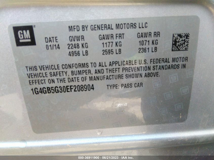 2014 BUICK LACROSSE LEATHER - 1G4GB5G30EF208904