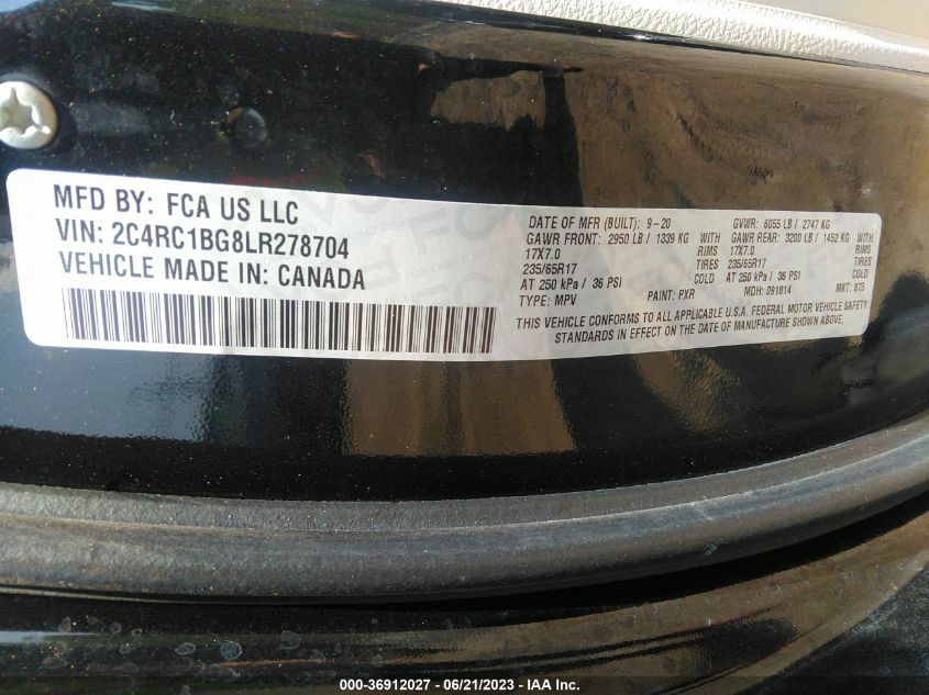 2C4RC1BG8LR278704 2020 CHRYSLER PACIFICA, photo no. 9