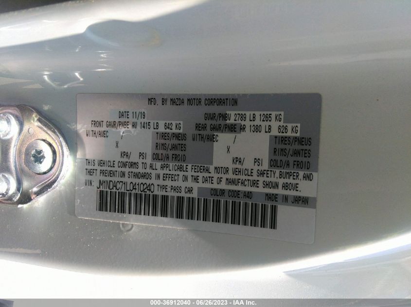 2020 MAZDA MX-5 MIATA CLUB - JM1NDAC71L0410240