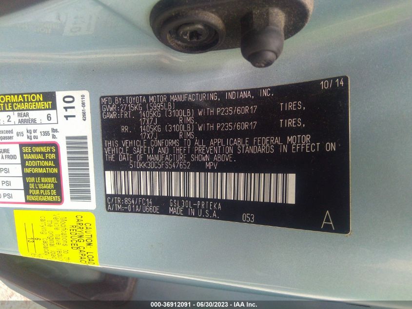 2015 TOYOTA SIENNA LE - 5TDKK3DC5FS547652